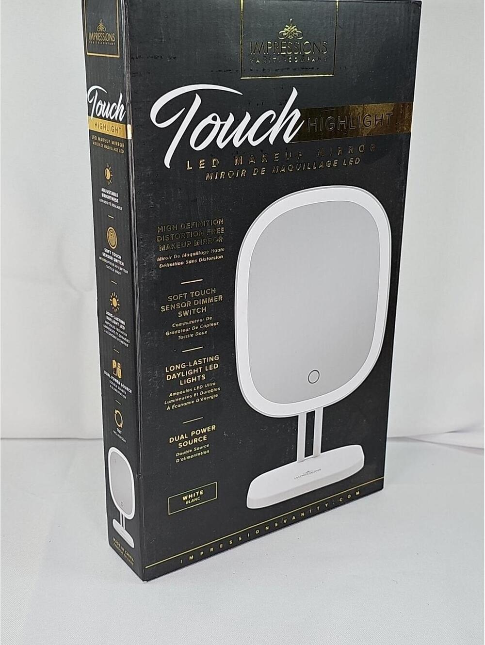 New Impressions Vanity Touch Highlight White LED MakeUp Mirror 7x12x5in NIB